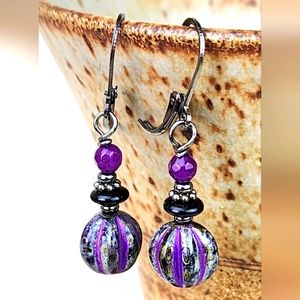 Black &‎ Purple Handcrafted Earrings